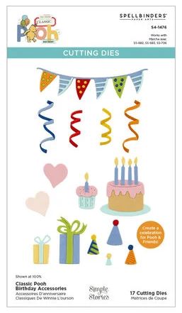 Spellbinders - Etched Dies - Classic Pooh Birthday Accessories S4-1476