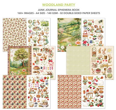 Ciao Bella - Junk Journal A4 Ephemera Book - Woodland Party 32pcs