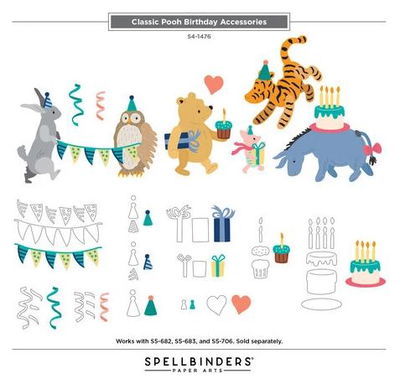 Spellbinders - Etched Dies - Classic Pooh Birthday Accessories S4-1476