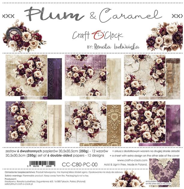 Craft O`clock -  12x12 Inch Papers Set - Plum & Caramel