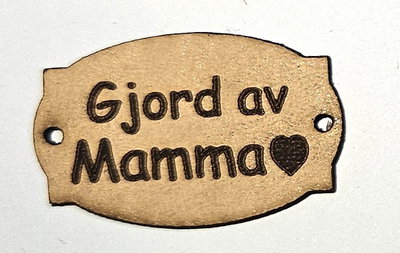 Skinnetikett "Gjord av mamma"   10 st/fp.