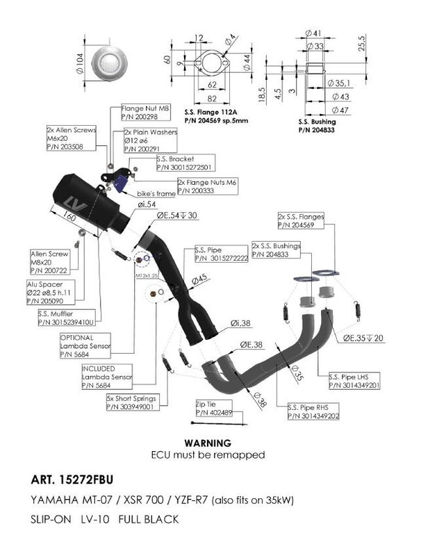 EXHAUST LV-10 YAM MT-07 / R7 /