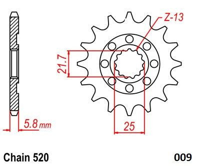 FRNT SPRCKET NITRO STEEL 520-1