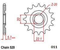 FRNT SPRCKET NITRO STEEL 520-1