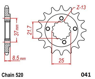 FRNT SPRCKET STEEL 520-15T HON
