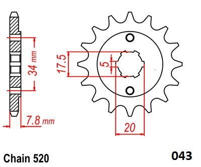 FRNT SPRCKET STEEL 520-14T HON