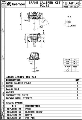 CALIPER 4 PISTONS GP2-SS RR