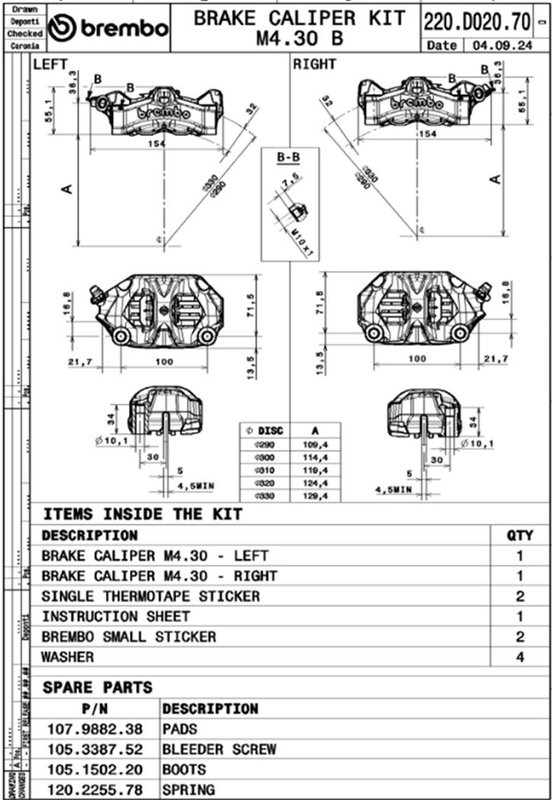 CALIPERS STD STYLEMA M4-30 100