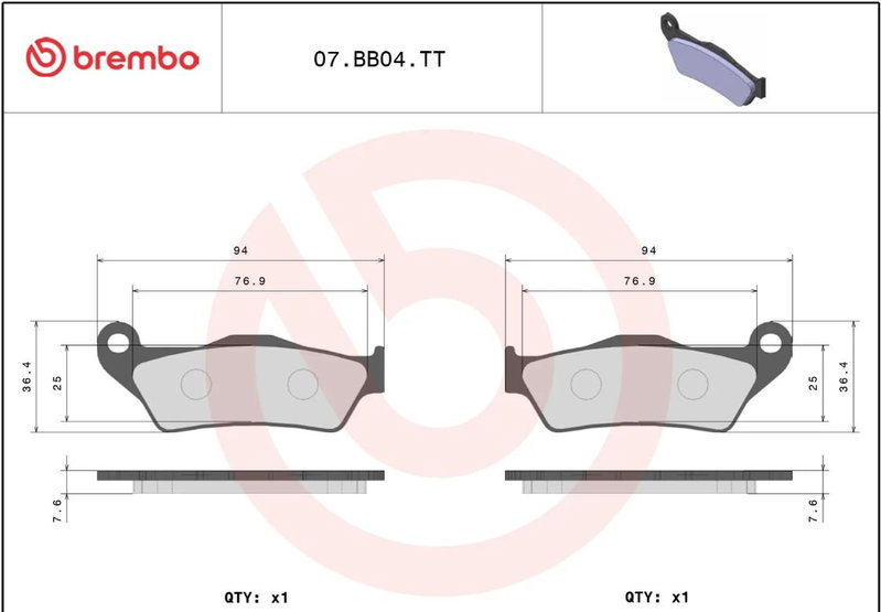 BRAKE PAD TT CAR/CER RR