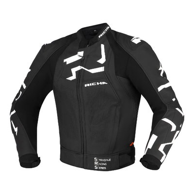 STRADALE LEATHER JACKET black/white 48