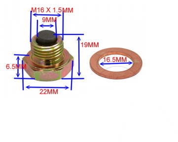 MAGNETIC OIL DRAIN PLUG JMP M16X1.50 WITH WASHER