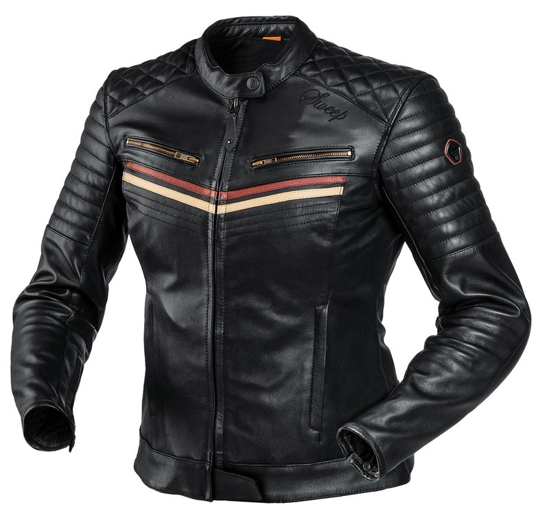 Sweep Scrambler dam skinnjacka, svart/beige/vinröd, 34