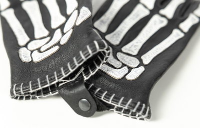 GLOVE SKELETOR LEATHER BLACK/W