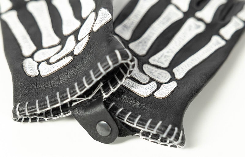 GLOVE SKELETOR LEATHER BLACK/W