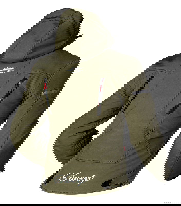 Sweep Flawless dam mc softshell jacka, oliv grön/röd, 46
