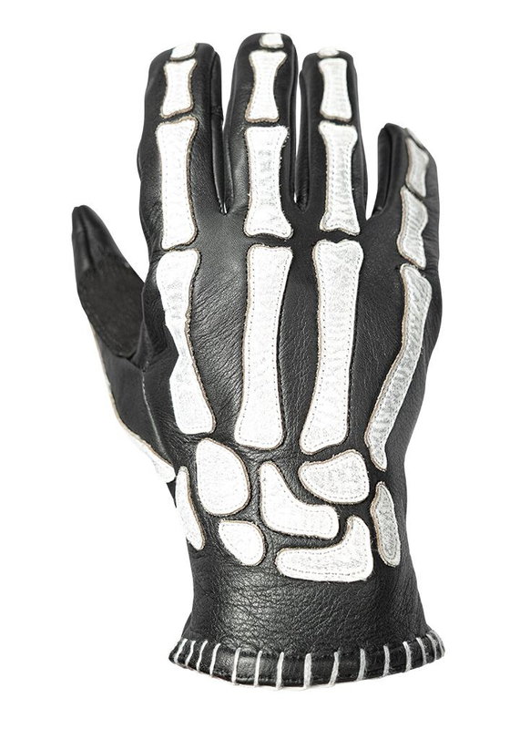 GLOVE SKELETOR LEATHER BLACK/W