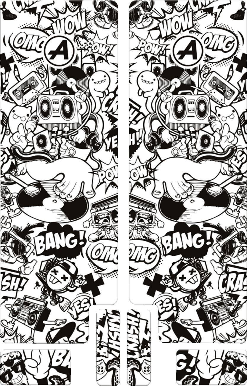 FORK DECAL BK COMIC MAT