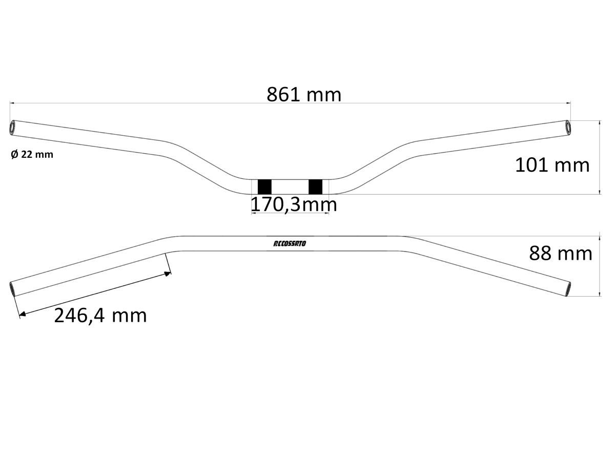 HANDLEBAR D22x5 L861 BLK