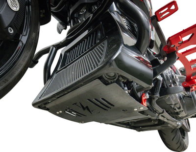 PLATE SKID CARBON GLOSS W/RED