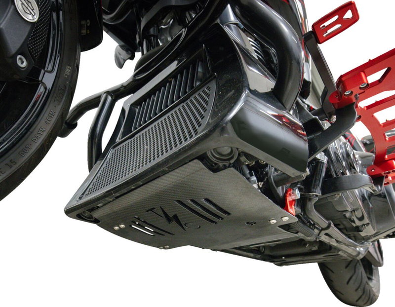 PLATE SKID CARBON GLOSS W/RED