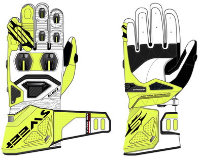 Sweep GP R racing handske, vit/gul, 4XL