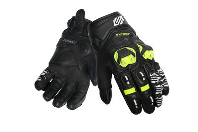 Sweep Volcano kort racing hanske, svart/vit/gul, 4XL