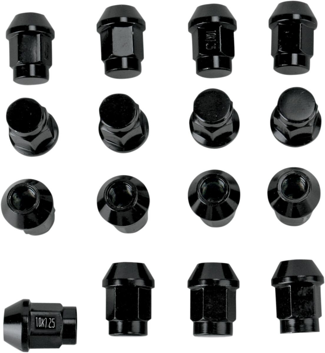 LUG NUT BLK 10MM TAPR 16P