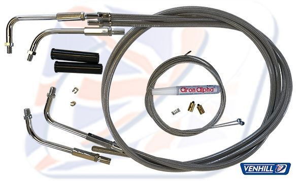 HD THROTTLE CABLE KIT BRAIDED.