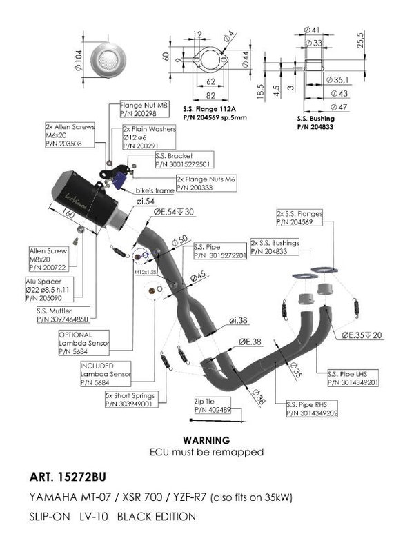 EXHAUST LV-10 YAM MT-07 / R7 /