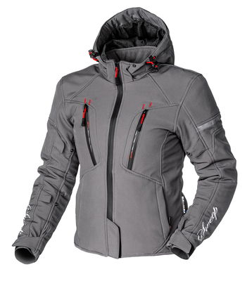 Sweep Flawless dam mc softshell jacka, grå/röd, 46