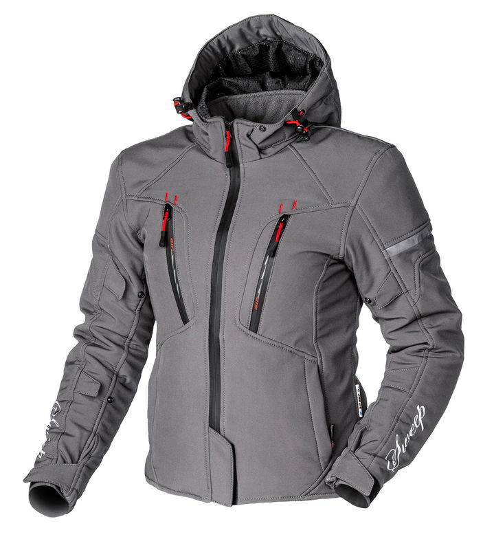 Sweep Flawless dam mc softshell jacka, grå/röd, 46