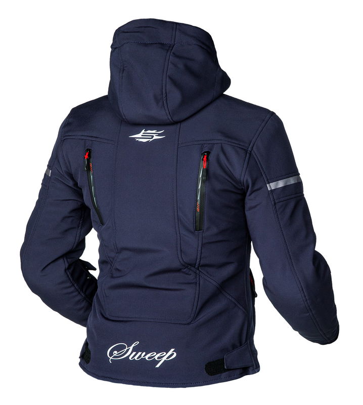 Sweep Flawless dam mc softshell jacka, navy blå/röd, 44