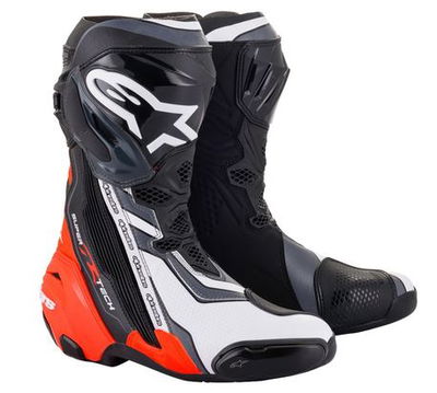Alpinestars Stövel Supertech R v2 Svart/Fluo Röd/Vit 41