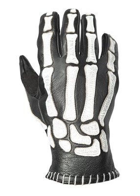 GLOVE SKELETOR LEATHER BLACK/W