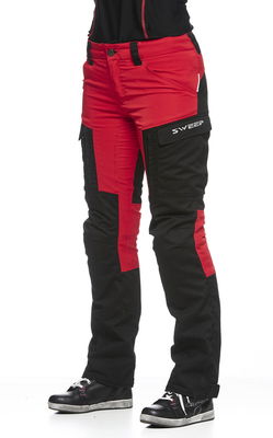 Sweep Chief aramid förstäkt dam mc-byxa, svart/röd, 48