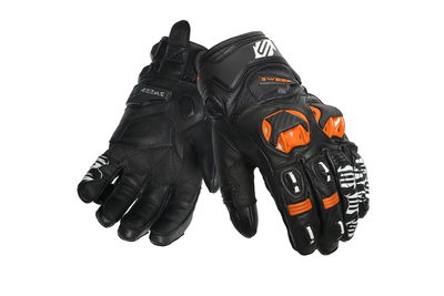 Sweep Volcano kort racing hanske, svart/vit/orange, XL