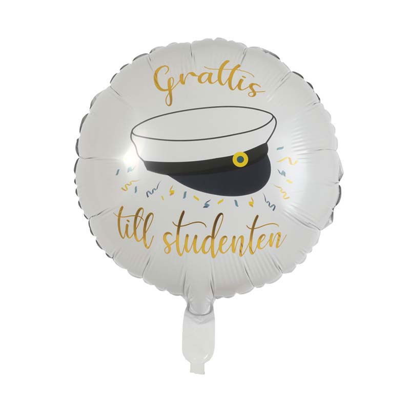 Heliumfylld Ballong, rund, vit, Studenten