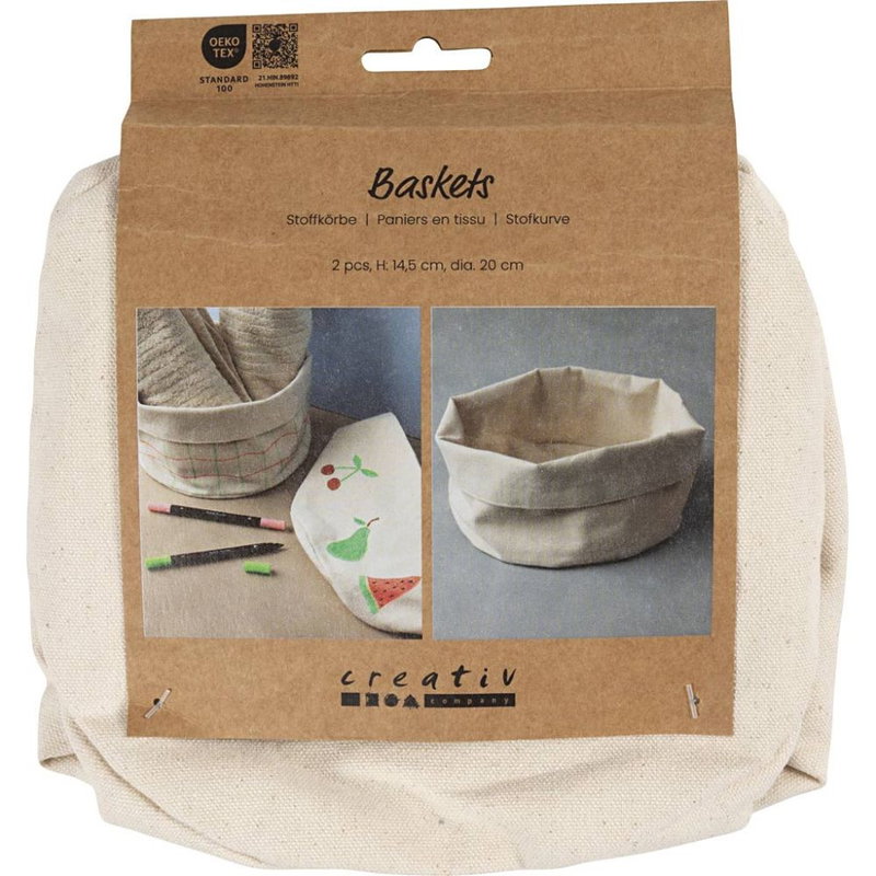 Tygkorg, ljusnatur, 2-pack