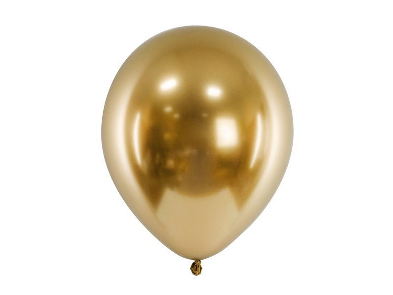 Ingår i Nyårsdekoration Paket Guldglans: Glossy guldfärgade latexballonger, 10-pack, ca 30 cm