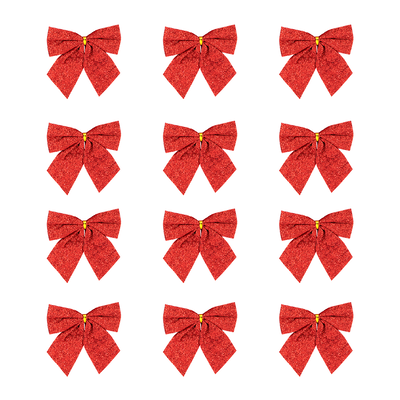 Julrosetter, glitter, röda, 5 cm, 12-pack