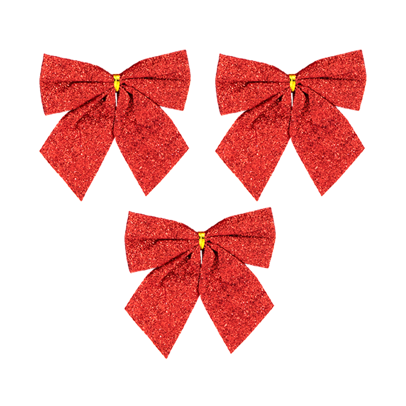Julrosetter, glitter, röda, 12 cm, 3-pack