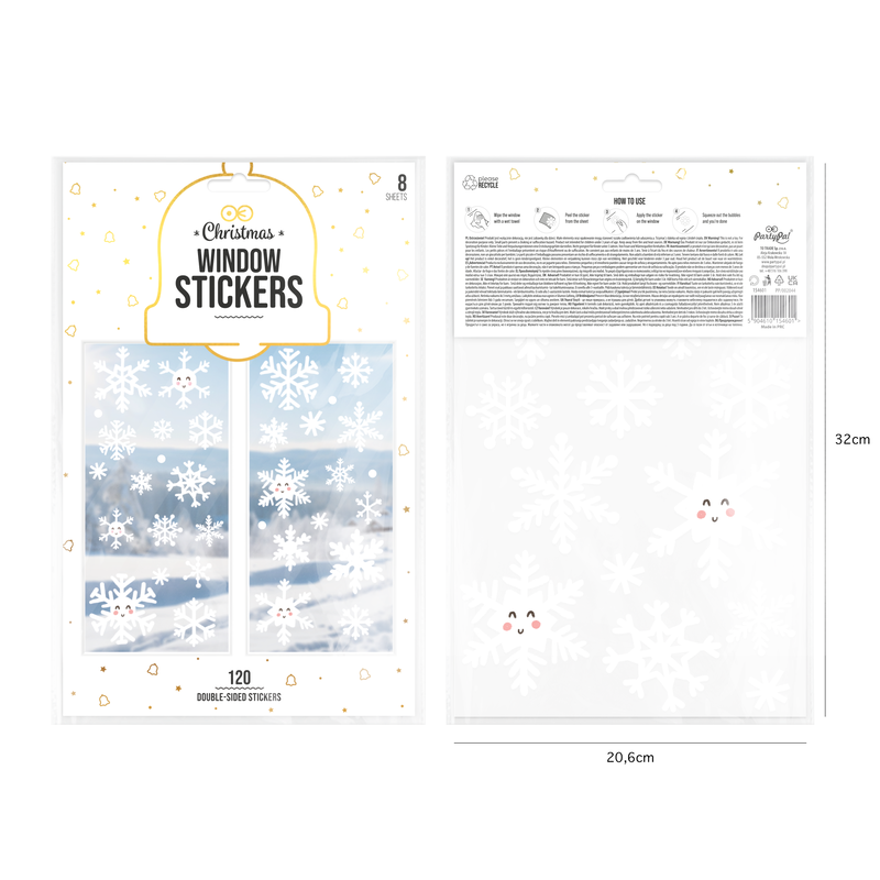 Fönsterstickers, snöflingor, 120 st