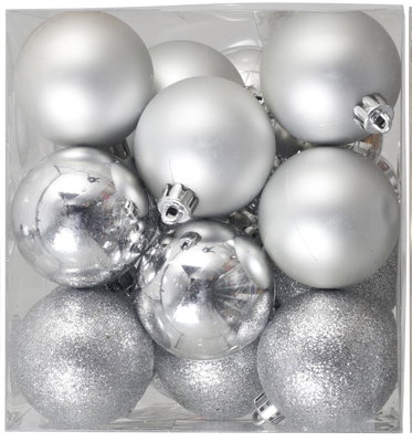 Julkulor, silvermix, 6 cm, 20-pack