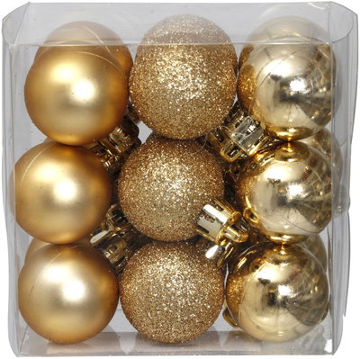 Julkulor, guldmix, 3 cm, 18-pack