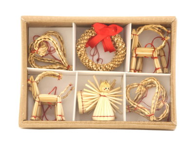 Halmfigurer, julmix, 6 cm, 12-pack