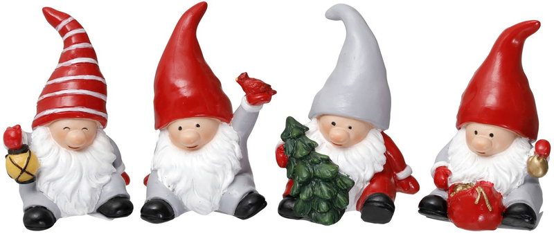 Nisse, 6,5 cm, 4 motiver, rød & grå