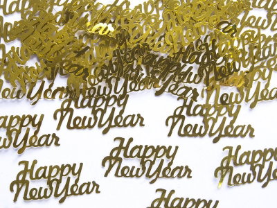 Ingår i Nyårsdekoration Paket Guldglans: Guldfärgad Happy New Year-konfetti, ca 3 g