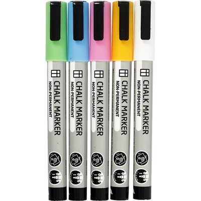 Kridtmarkers, farvemix, 5-pack