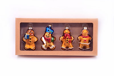 Pepparkakshängen, guld, 7 cm, 4-pack