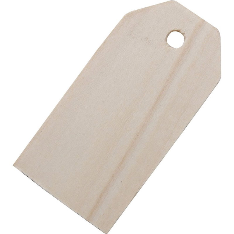 Manillamärken, trä, 30x60 mm, 10-pack